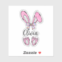 Personalised Girl Easter Bunny Sticker