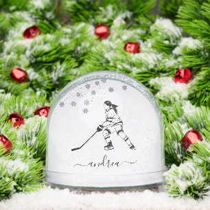 Personalised Girl Ice Hockey Snow Globe Gift