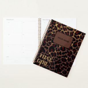 Personalised Girl Leopard Print Planner Gift Her