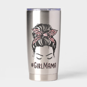 Personalised Girl Mama Messy Bun Girl Mum Gifts Insulated Tumbler