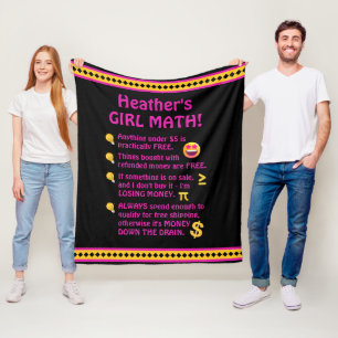 Personalised Girl Math Funny Fleece Blanket