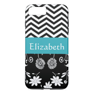 Personalised Girl Mod Daisies & Chevron With Name iPhone 8 Plus/7 Plus Case