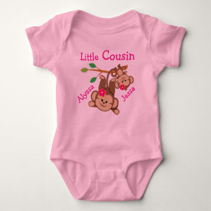 Personalised Girl Monkeys Little Cousin Baby Bodysuit