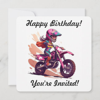 Personalised Girl Motocross Invitation