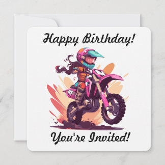 Personalised Girl Motocross Invitation