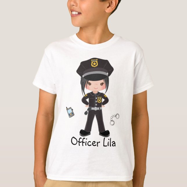 Personalised Girl Police Officer Law Enforcment  T T-Shirt (Front)