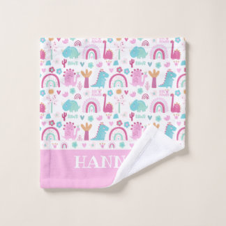 Personalised Girl Power Dinosaur Bath Towel Set