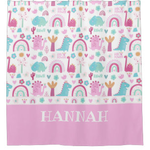 Personalised Girl Power Dinosaur Shower Curtain