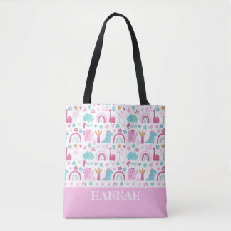 Personalised Girl Power Dinosaur Tote Bag