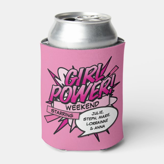 Personalised GIRL POWER Girls Weekend Pink Can Cooler (Can Front)
