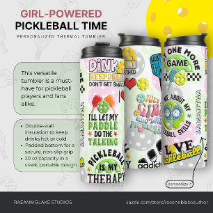 Personalised "Girl-Powered Pickleball Time" Thermal Tumbler