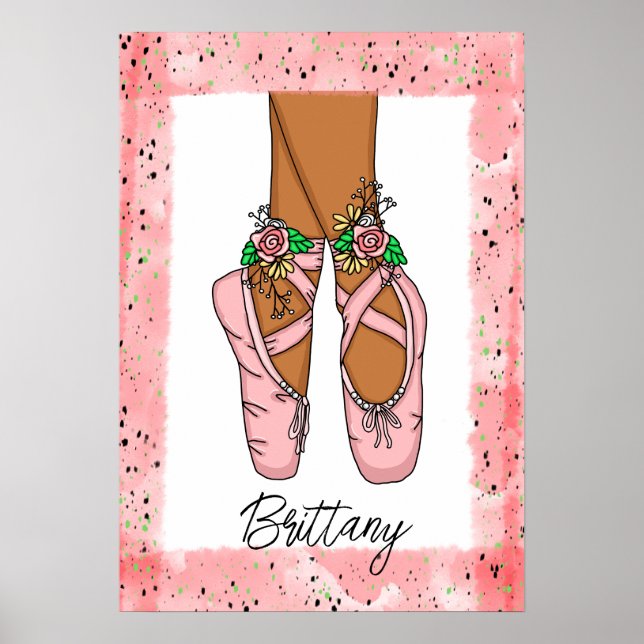 Personalised Girl’s Wall Art Ballet Slippers (Front)