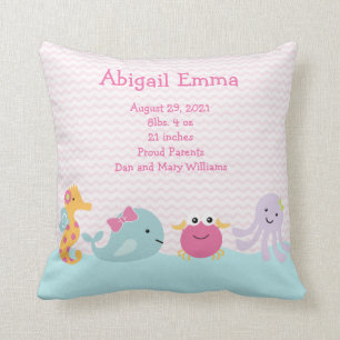 Personalised Girl Sea Critters Pillow Keepsake