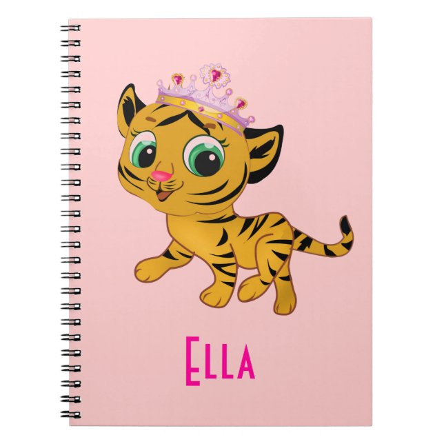 Personalised Girl Tiger Princess Tigress Notebook (Front)