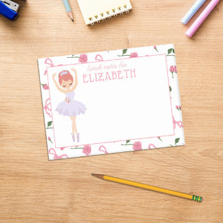 Personalised Girl Watercolor Ballerina Kids Lunch Post-it Notes