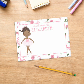 Personalised Girl Watercolor Ballerina Kids Lunch Post-it Notes