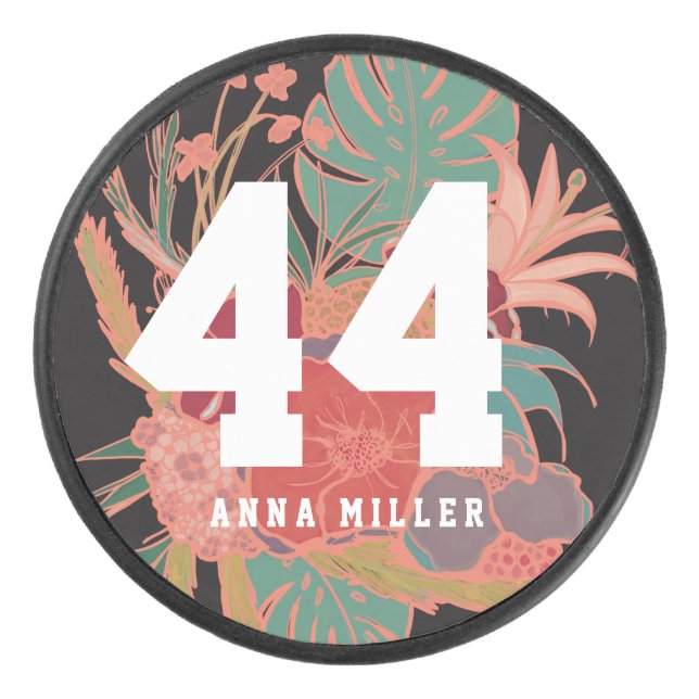 Personalised Girl Women's Hockey Player Team Gift Hockey Puck (Front)