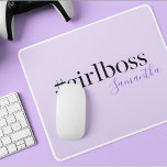 Personalised #GirlBoss Modern Purple Name Mouse Pad<br><div class="desc">Empower your workspace with this stylish #GirlBoss mouse pad, designed in a soft modern pink with elegant typography. This personalised mouse pad features the bold hashtag #girlboss in black paired with a custom name in a delicate script font, making it a perfect gift for ambitious women, female entrepreneurs, or your...</div>