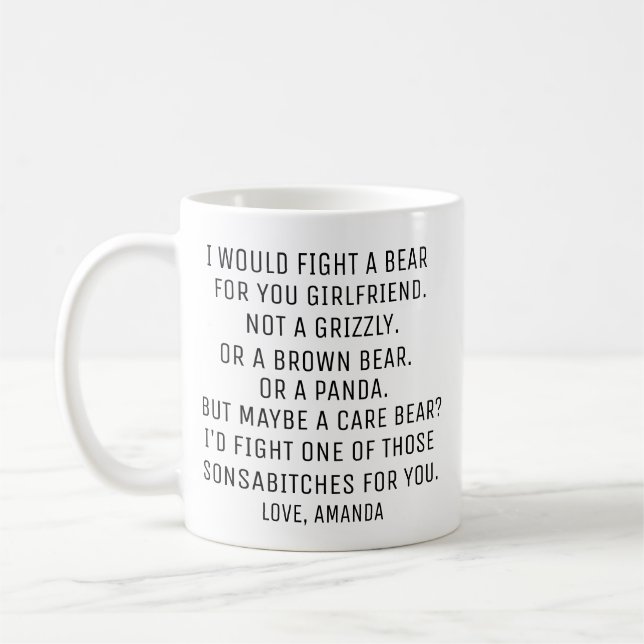 Personalised Girlfriend Gift, Funny Girlfriend Coffee Mug (Left)