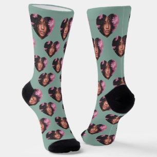 Personalised Girlfriend Heart Face Socks