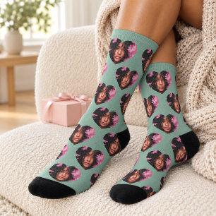 Personalised Girlfriend Heart Face Socks