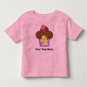 Personalised Girls 4th Birthday Cupcake Toddler T-Shirt