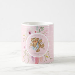 Personalised Girls BAPTISM - Pink Angel Teddybear Coffee Mug