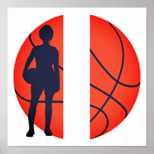 Personalised Girls Basketball Split Monogram Poster
