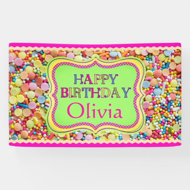 Personalised Girl's Birthday Banner (Horizontal)