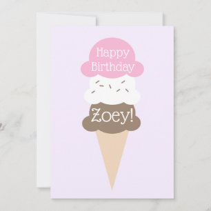 Personalised Girl's Birthday Ice Cream Card