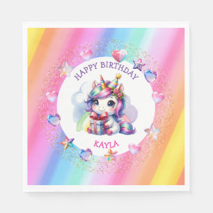 Personalised Girl's Birthday Unicorn Napkin