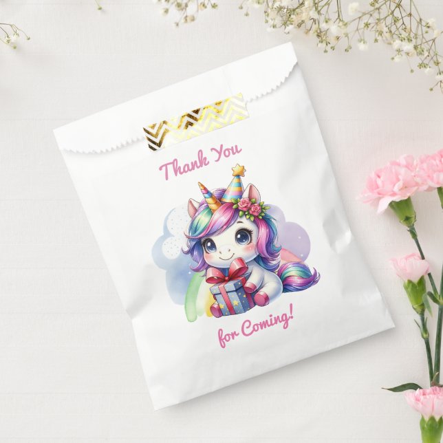 Personalised Girl's Birthday Unicorn Themed Favour Bag (Sealed)