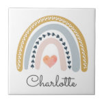 Personalised Girl's Boho Rainbow  Ceramic Tile<br><div class="desc">Modern adorable boho pastel rainbow watercolor ceramic tile for a girl. A cute keepsake decorative tile for a young girl or for a nursery. You may also get it ads a framed tile to hang on the wall.</div>