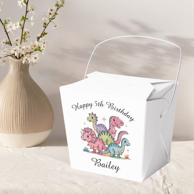 Personalised Girls Dinosaur Birthday Favour Box (Creator Uploaded)