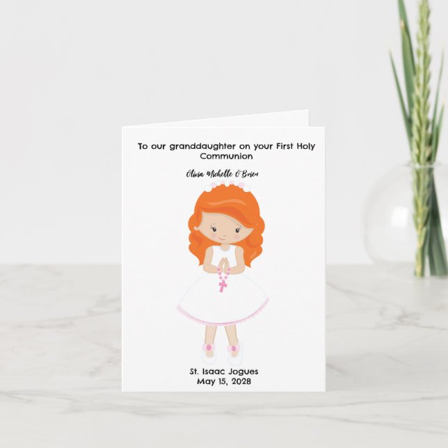 Personalised Girls First Holy Communion  Card (Front)