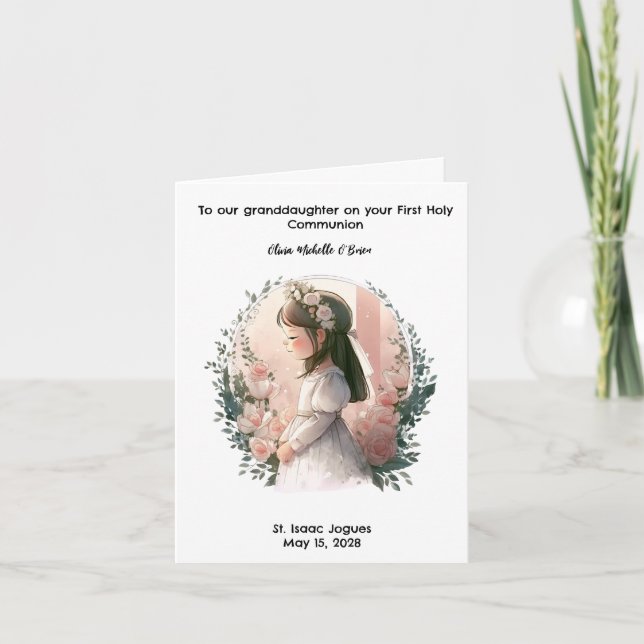 Personalised Girls First Holy Communion  Card (Front)