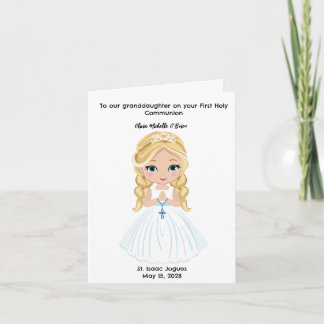 Personalised Girls First Holy Communion  Card