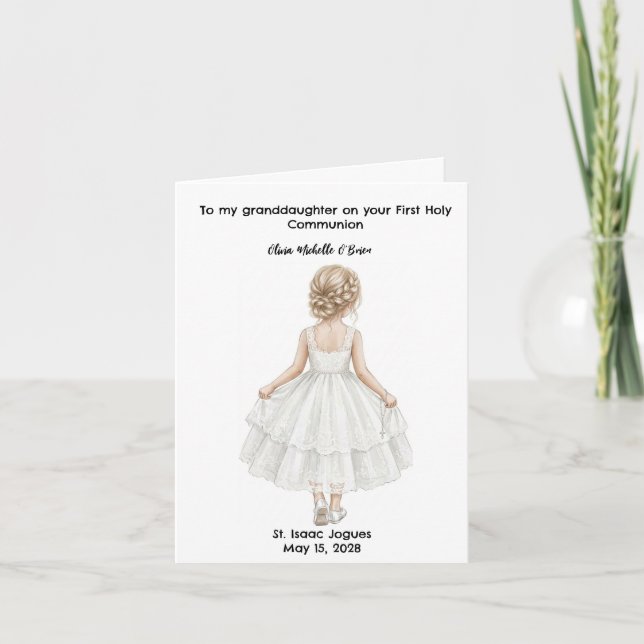 Personalised Girls First Holy Communion  Card (Front)