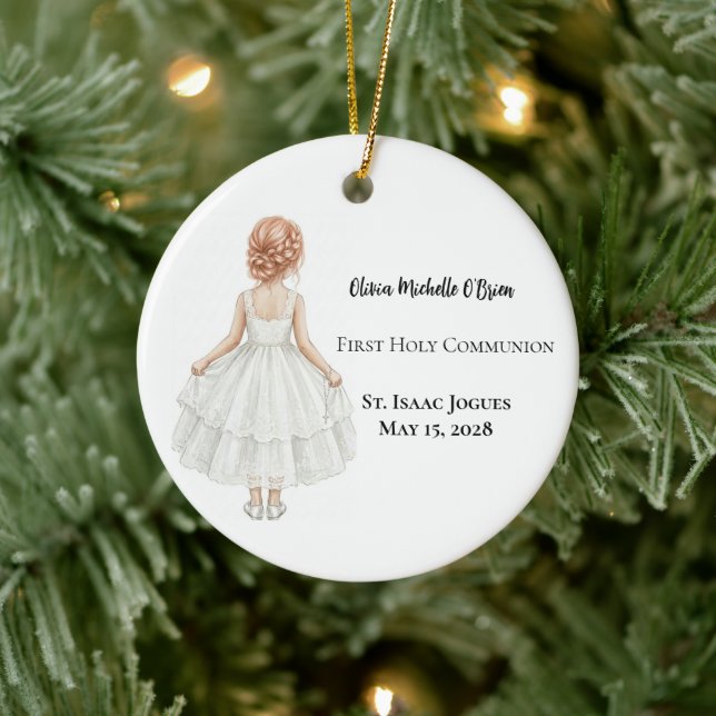 Personalised Girls First Holy Communion  Ceramic Ornament (Tree)