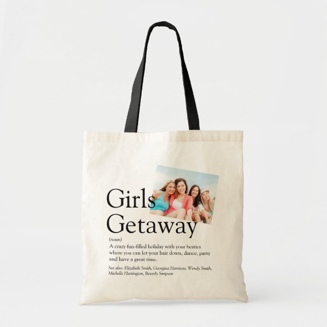 Personalised Girls Getaway Definition Photo Tote Bag (Front)