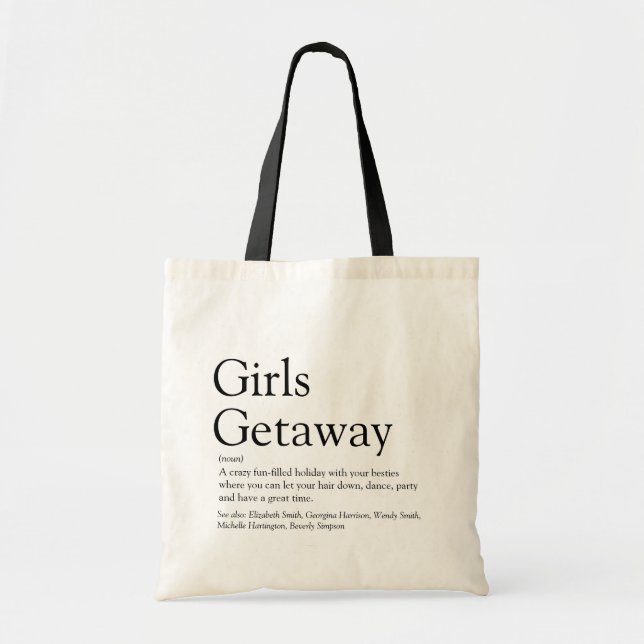 Personalised Girls Getaway Definition Tote Bag (Front)
