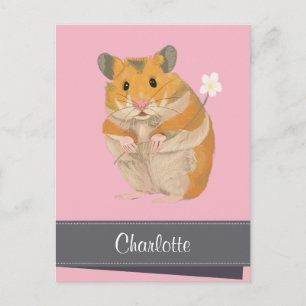 Personalised Girls Golden Hamster Holiday Postcard