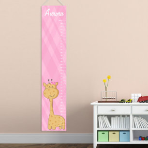 Personalised Girls Growth Chart Pink w/Giraffe