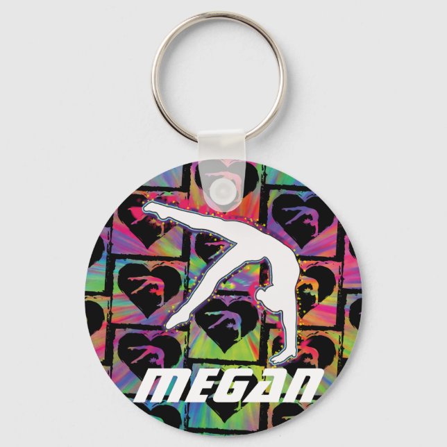 Personalised Girls Gymnastics Dance Keychain (Front)