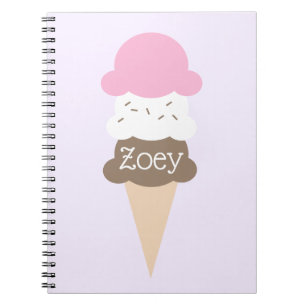 Personalised Girl's Ice Cream Cone Notebook