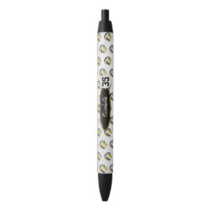 personalised girls name black gold volleyballs black ink pen