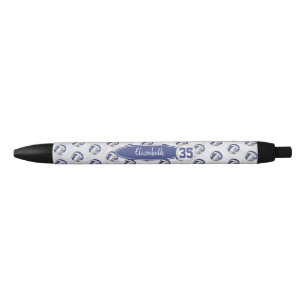 personalised girls name blue grey volleyballs black ink pen