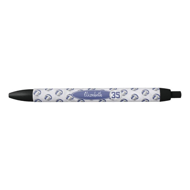 personalised girls name blue grey volleyballs black ink pen (Front)