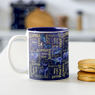 Personalised girls name celestial animals collage Two-Tone coffee mug
