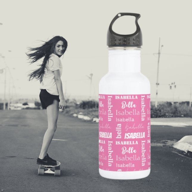 Personalised Girl's Name Pink Girly 532 Ml Water Bottle (Creator Uploaded)